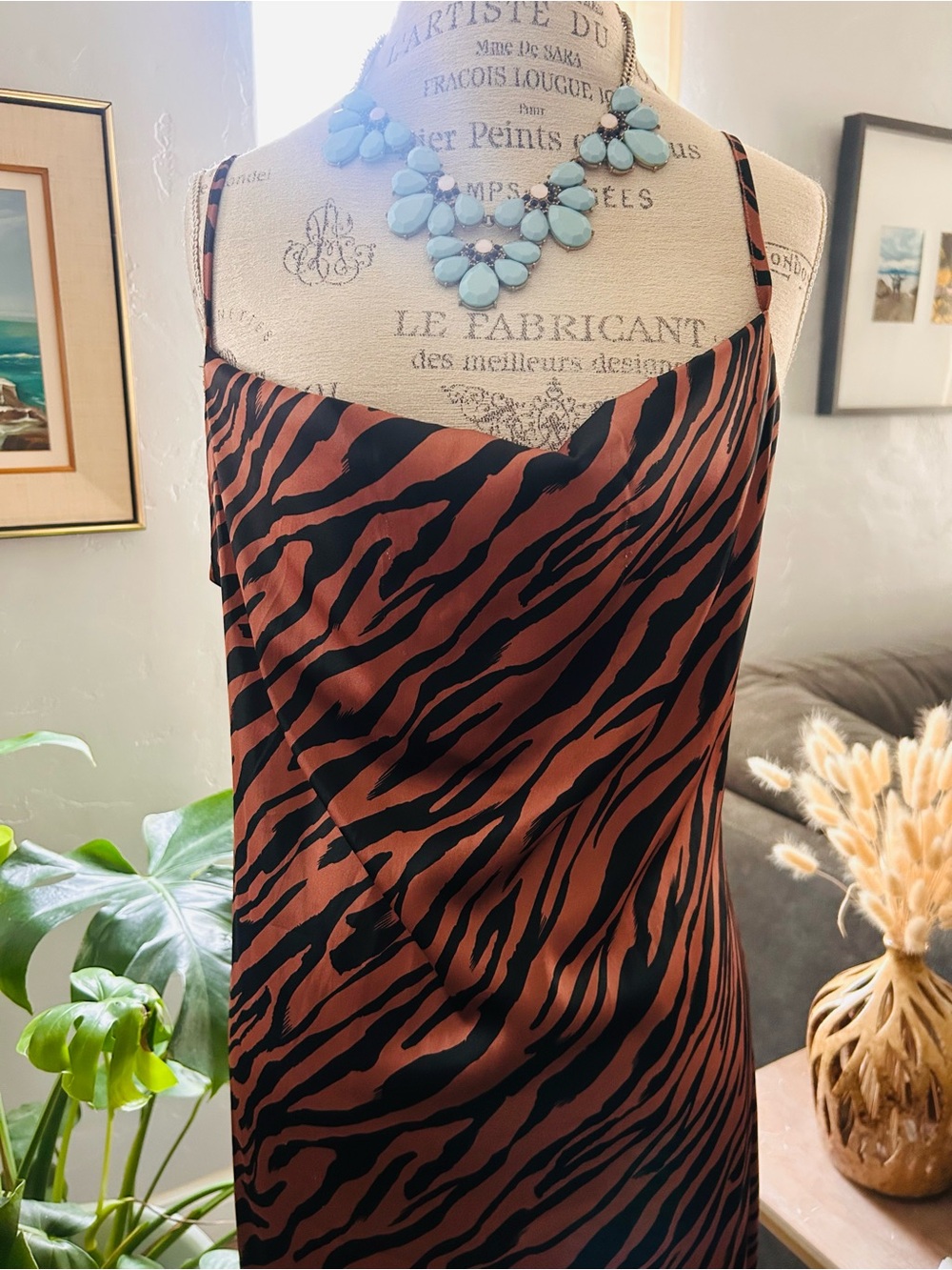 Forever 21 Brown and Black Tiger Print Slip Dress - Picture 8 of 10